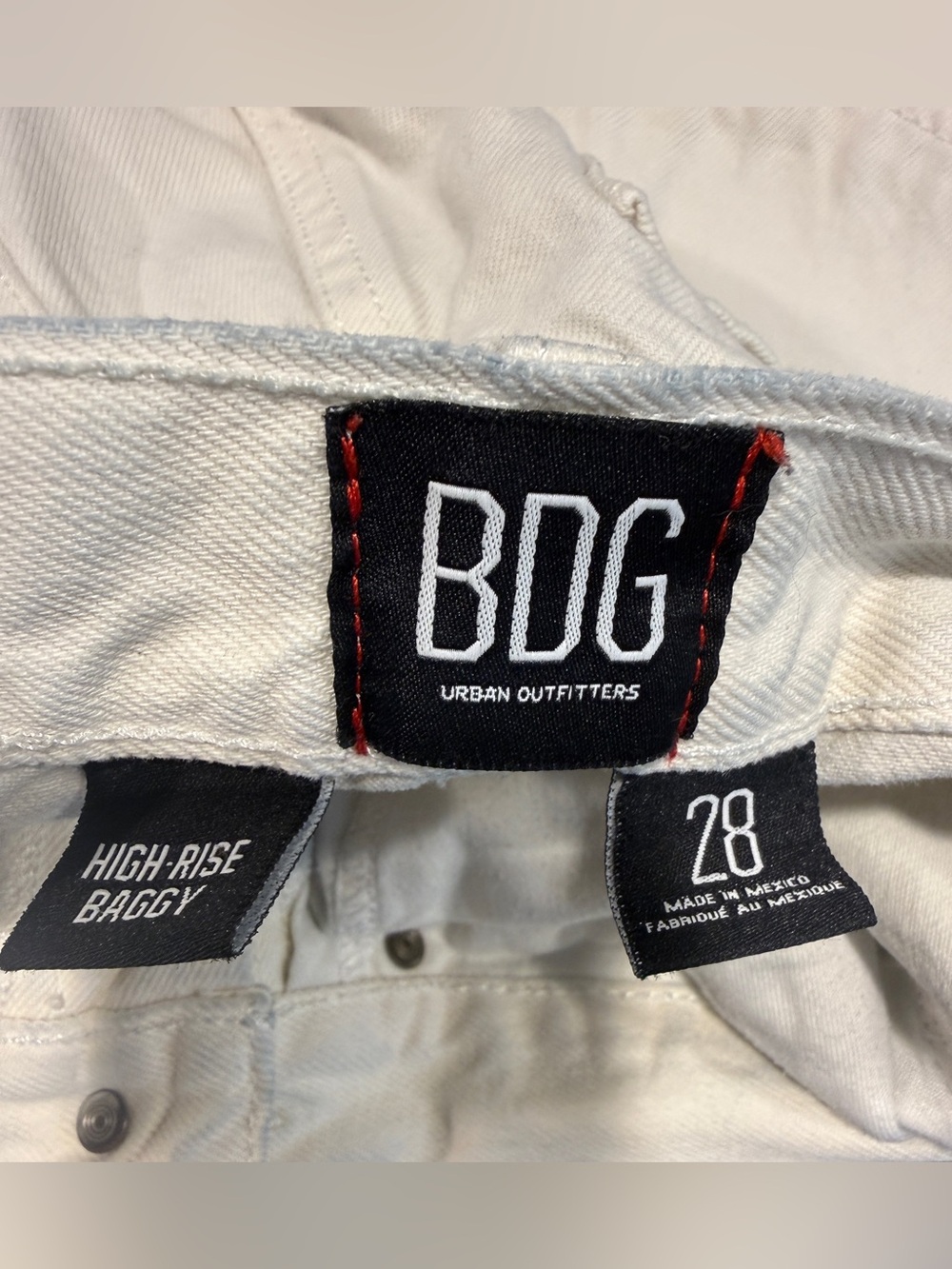 BDG Urban Outfitters High Waisted Baggy Jeans Ivory White 28 - Picture 11 of 11